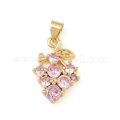 Brass Pave Cubic Zirconia Pendants&nbsp;KK-F919-28G