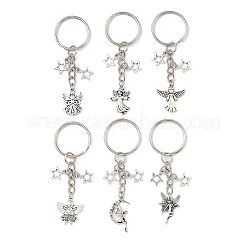 6Pcs Tibetan Style Alloy Keychains&nbsp;KEYC-JKC01377
