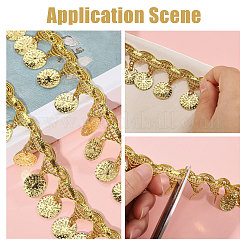 Polyester Metallic Thread & Sequins Lace Tassel Ribbon&nbsp;OCOR-WH0105-237B