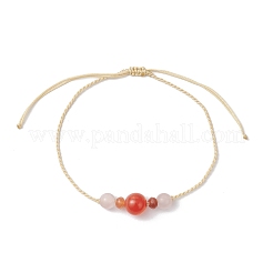 Natural Carnelian & Malaysia Jade Beads Braided Bead Bracelets for Women&nbsp;BJEW-JB11983
