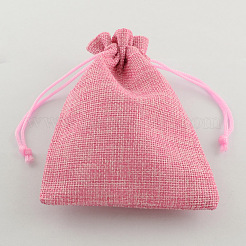 Polyester Imitation Burlap Packing Pouches Drawstring Bags&nbsp;ABAG-R004-18x13cm-M