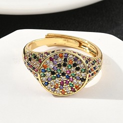 Brass Micro Pave Cubic Zirconia Cuff Rings for Women&nbsp;RJEW-A069-13G-01