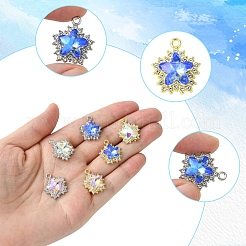 6Pcs 6 Colors Rack Plating Alloy with Rhinestone Pendants&nbsp;FIND-FS0002-54