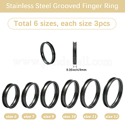 18Pcs 6 Styles 201 Stainless Steel Grooved Finger Ring Settings&nbsp;RJEW-SC0001-33EB