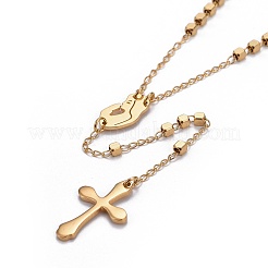304 Stainless Steel Rosary Bead Necklaces for Easter&nbsp;NJEW-L159-05G