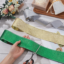 15 Yards 3 Colors Glitter Polyester Wired Ribbon&nbsp;OCOR-PH0005-62