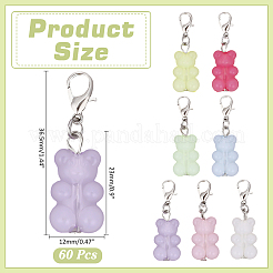 60Pcs Bear Acrylic Pendant Decorations&nbsp;HJEW-ME00031