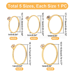 5Pcs 5 Style Flat Round Rhinestone Finger Rings&nbsp;RJEW-UN0001-08