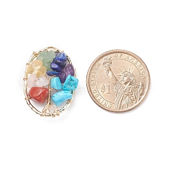 Gemstone Copper Wire Wrapped Chips Pendants&nbsp;PALLOY-JF01408-01