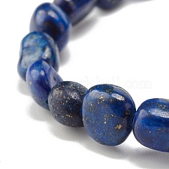 Natural Lapis Lazuli Nuggets Beads Stretch Bracelet&nbsp;BJEW-JB07145-03