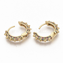 Brass Micro Pave Cubic Zirconia Hoop Earrings&nbsp;EJEW-S208-065B