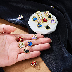 18Pcs 6 Colors Alloy Glass Charms&nbsp;FIND-TA0009-91G