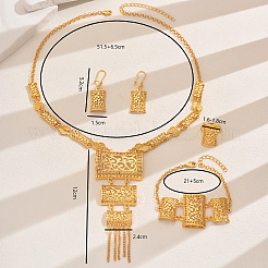 Elegant Alloy Hollow Rectangle Bracelets & Earrings & Necklaces & Rings Sets for Women&nbsp;DK5733