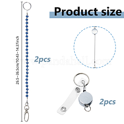 2Pcs Glass & Alloy & ABS Plastic Retractable Badge Reel Pendant Decorations&nbsp;HJEW-DC00188