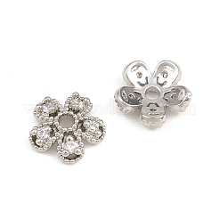 Brass Micro Pave Clear Cubic Zirconia Bead Caps&nbsp;CU-CBA6A75-28P