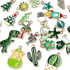 26Pcs 26 Style Light Gold Alloy Enamel Pendants&nbsp;ENAM-YW0001-79