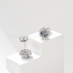 925 Sterling Silver Micro Pave Clear Cubic Zirconia Stud Earrings&nbsp;EJEW-U042-03P