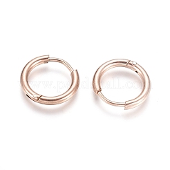 Ion Plating(IP) 304 Stainless Steel Huggie Hoop Earrings&nbsp;EJEW-F111A-14mm-RG