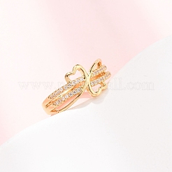 Brass Micro Pave Clear Cubic Zirconia Finger Rings for Women&nbsp;RJEW-C168-03G