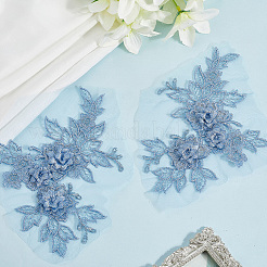 Flower Shape Polyester Embroidery Sew on Flower Appliques&nbsp;LS-DIY-WH20032-60B