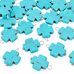 20Pcs Dyed Synthetic Turquoise Pendants&nbsp;PALLOY-TADJ00005