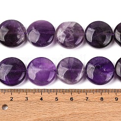 Natural Amethyst Flat Round Bead Strands&nbsp;G-L246-23