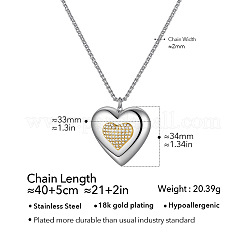 Duo Tone 316 Surgical Stainless Steel Micro Pave Clear Cubic Zirconia Pendant Necklaces for Women&nbsp;WG2A391-01