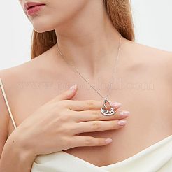 Mother's Day Heart with 3 Elephants 304 Stainless Steel Micro Pave Clear Cubic Zirconia Pendant Necklaces for Women&nbsp;FS-WGA5B1D-02