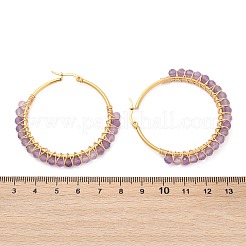 Beaded Hoop Earrings&nbsp;X-EJEW-JE03830-02