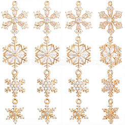 16Pcs 4 Styles Christmas Brass Micro Pave Cubic Zirconia Pendants&nbsp;KK-SC0006-95