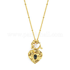 304 Stainless Steel Dyed Black Synthetic Turquoise Pendant Necklaces for Women&nbsp;WGB4F0A-01