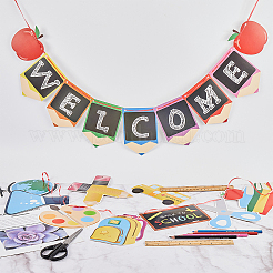 Welocome & School Supplies Paper Banners&nbsp;DIY-WH0453-42
