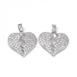 Brass Clear Cubic Zirconia Pendants&nbsp;KK-E068-VA124-1