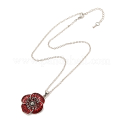 Alloy Poppy Flower Pendant Necklaces&nbsp;NJEW-B080-02P