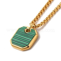 Synthetic Malachite Octogon Dangle Hoop Earring & Pendant Nacklace&nbsp;SJEW-P002-04G