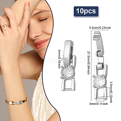 10Pcs Rack Plating Brass Micro Pave Clear Cubic Zirconia Fold Over Clasps&nbsp;KK-ME0002-37P