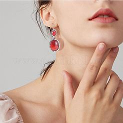 Red Resin Oval Dangle Earrings&nbsp;JE1087A
