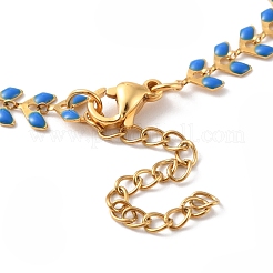 Enamel Ear of Wheat Link Chains Bracelet&nbsp;BJEW-P271-02G