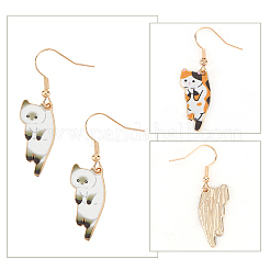 6 Pairs 6 Colors Cat Theme Enamel Dangle Earrings&nbsp;EJEW-AN0001-15