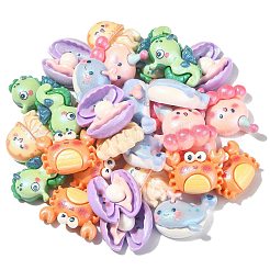 30Pcs 6 Styles Ocean Theme Opaque Resin Sea Animal Cabochons&nbsp;RESI-CJ0003-55