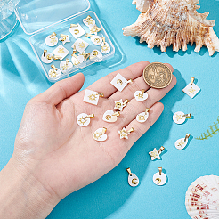 30Pcs 15 Styles Natural White Shell Pendants&nbsp;PALLOY-HY00108