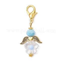 6Pcs Flower Angel Glass & Acrylic Pendant Decorations&nbsp;HJEW-MZ00236