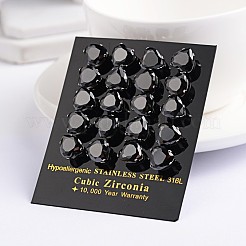 Heart 304 Stainless Steel Cubic Zirconia Stud Earrings&nbsp;X-EJEW-H306-19-6mm