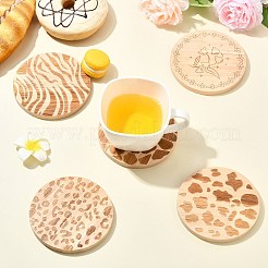 5Pcs 5 Colors Wood Coaster&nbsp;AJEW-CJ0001-67