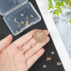 12Pcs 4 Style Teardrop Shape Brass Stud Earring Findings&nbsp;KK-BBC0011-75