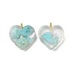 Transparent Resin Natural Chrysocolla Jasper Dyed Chips Pendants&nbsp;G-E185-12G-10