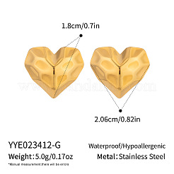 French Vintage Style Stainless Steel Textured Heart Stud Earrings for Women&nbsp;EI9252-1