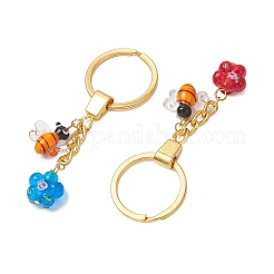 Handmade Lampwork Bee and  Flower Keychains&nbsp;KEYC-JKC01490