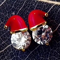 Zinc Alloy Enamel Santa Hat Stud Earrings&nbsp;FS-WGF8A0B-01