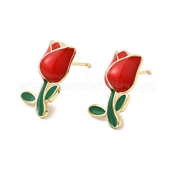 Flower Brass Stud Earrings&nbsp;EJEW-K324-03G-01